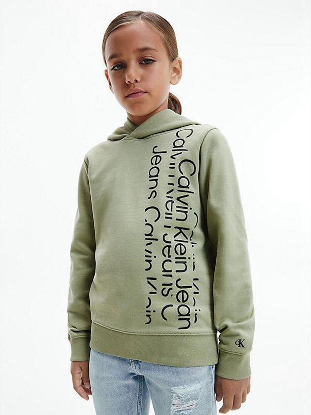 Calvin Klein USA Logo Boys Hoodie Olive 8250341-XW